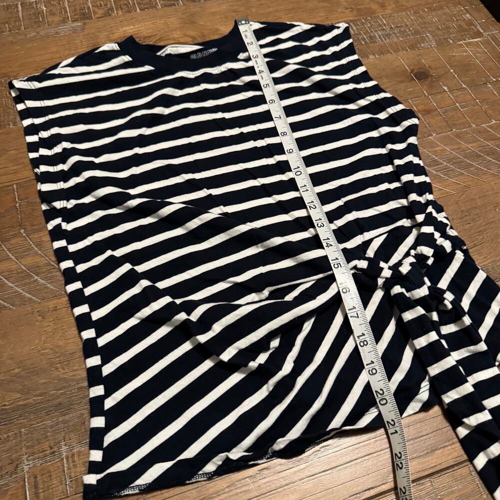 Old Navy Womens Small Navy White Striped Sleeveless Top Side Tie Muscle Tee - Picture 4 of 8